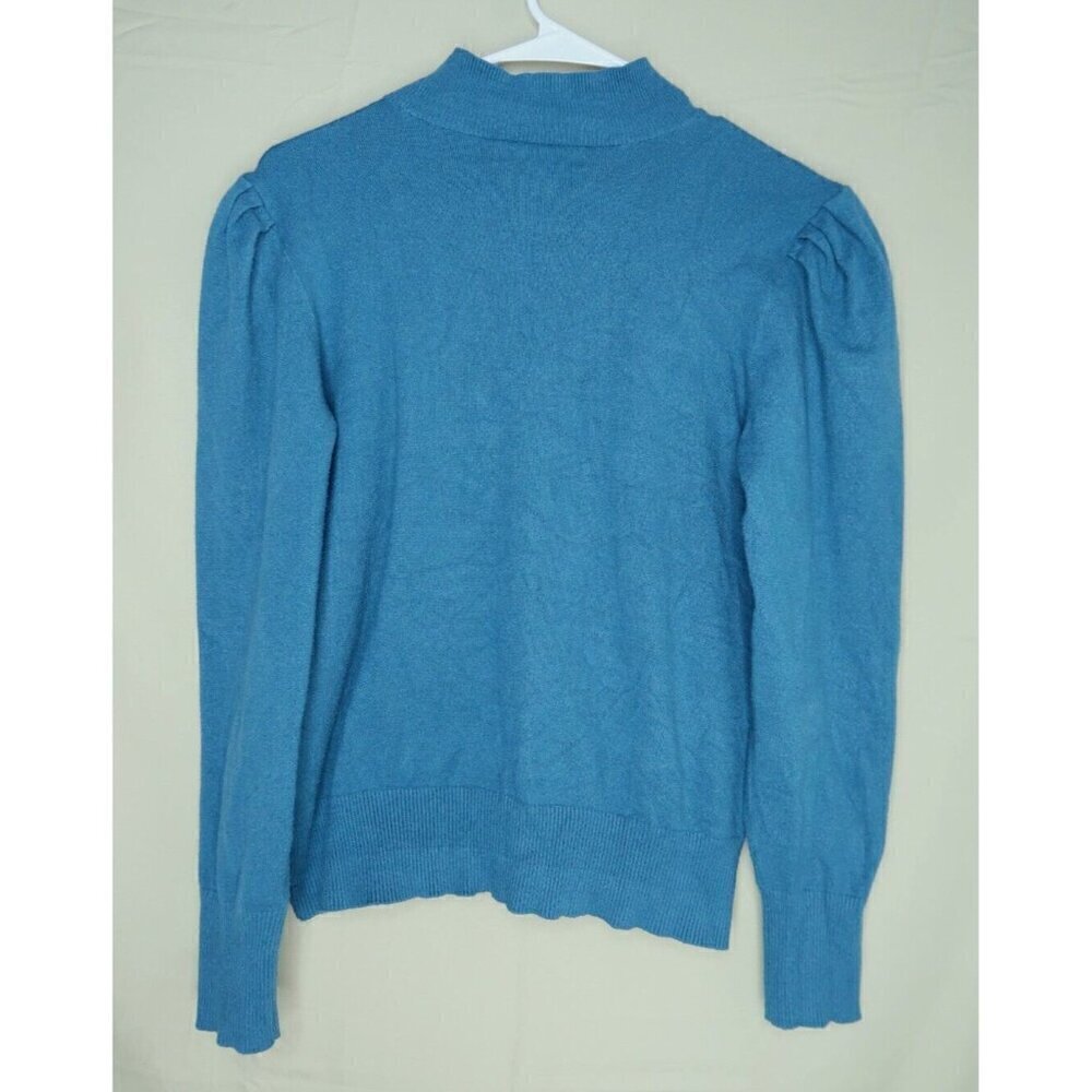 Marled Reunited Clothing Sweater Puff Sleeve Pullover Turquoise Women's Large - Picture 4 of 8
